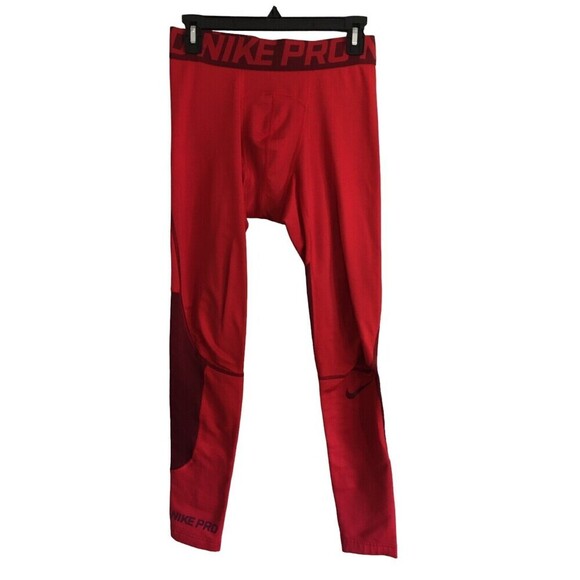 Nike Pro Compression Pants Women's Medium Red Hyper Warm Football - Picture 1 of 8
